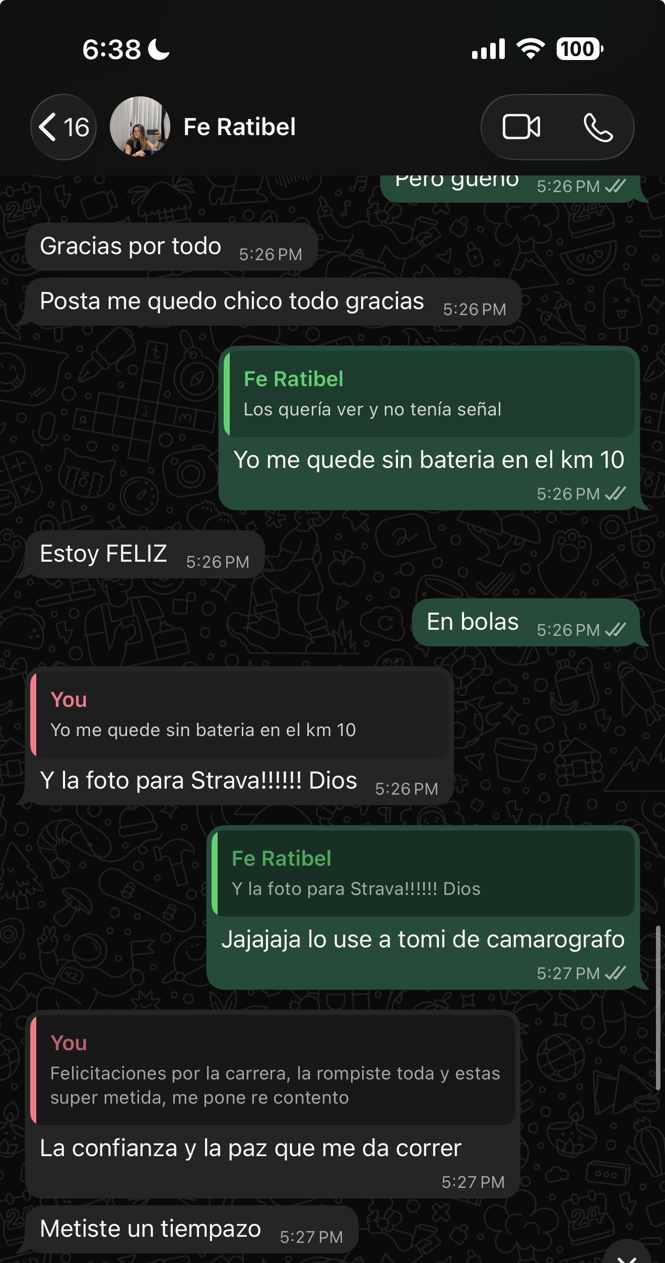 Fe: 'estoy FELIZ, la confianza y la paz que me da correr'