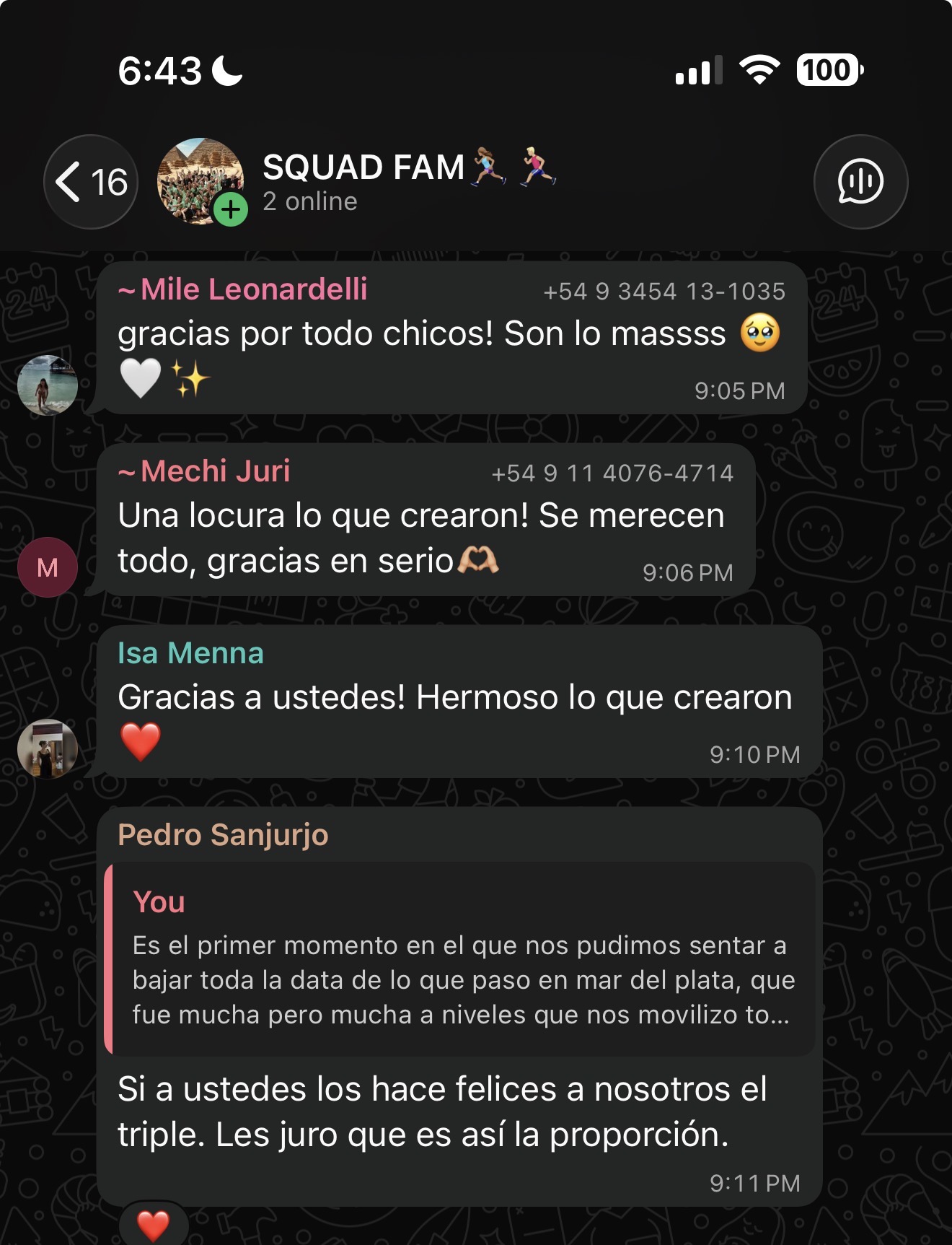 Crew: 'hermoso lo que crearon, gracias a ustedes'